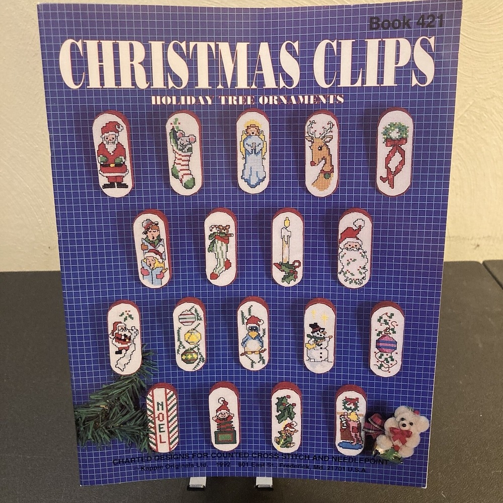Christmas Clips Holiday Tree Ornaments Kappie Cross Stitched Charted Design Book